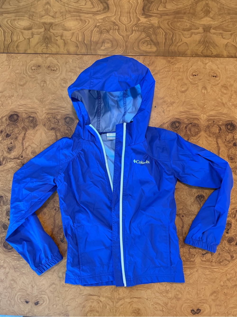 Columbia Kids Lightweight Hooded Rain Jacket Blue Size S (8)